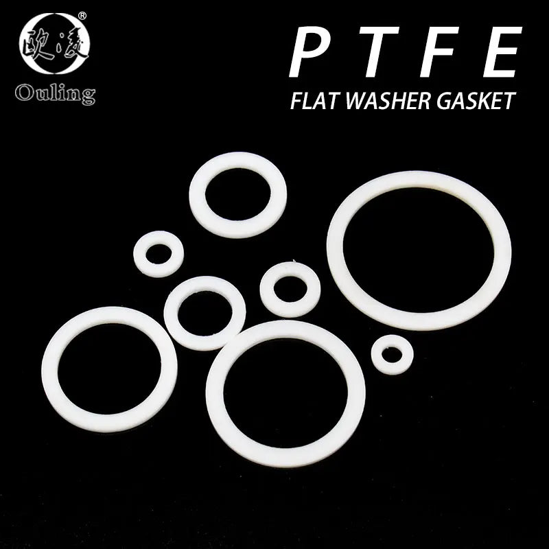 PTFE Teflon Flat Gasket Washer M4–M57 | 1–3mm Seal Ring PTFE Gasket Washer Richie's