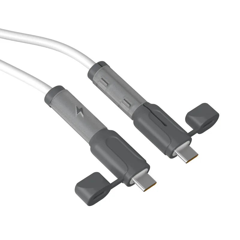 Silicone Type-C Cable Protector | Dual USB-C Cover & Winder Cable Protector Richie's Black