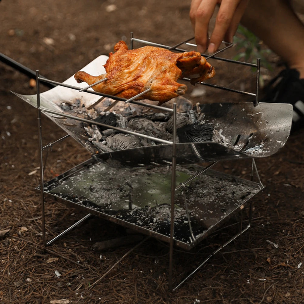 Portable Folding Camping BBQ Grill & Fire Pit – Stainless Steel Camping BBQ Grill Richie's