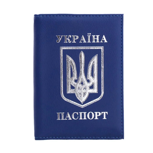 Ukrainian PU Leather Passport Cover & Card Holder Passport Cover Richie's Blue