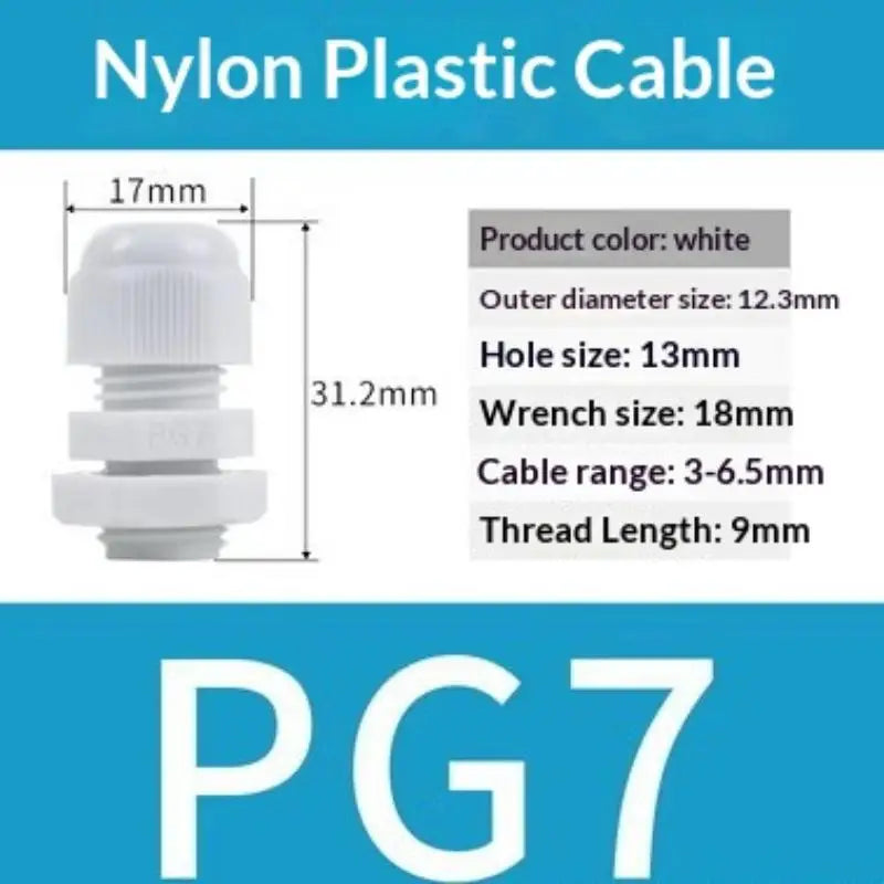 10Pcs IP68 Waterproof Cable Gland PG7 PG9 Nylon Connector Cable Gland Connector Richie's 10pcs PG7 White