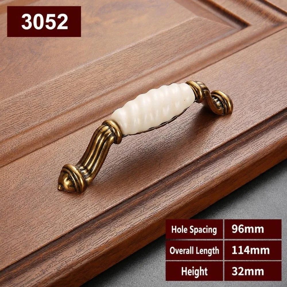 Zinc Alloy Ceramic Cabinet Pulls Antique Gold Drawer Handles Cabinet Pulls Richie's 3052-96mm