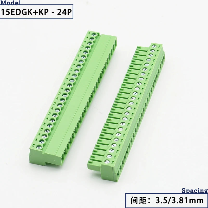 15EDGK PCB Screw Terminal Block 2–24 Pin Plug-In Connector Set PCB Terminal Block Richie's 24P 3.81MM 1 Set