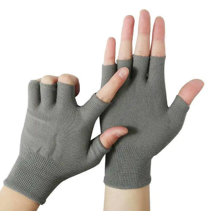 5 Pairs Breathable Fingerless Gloves Unisex – Black & Gray Fingerless Sport Gloves Richie's GRAY 5 pairs