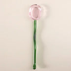Glass Dessert Spoon – Heat-Resistant Long Handle Tea & Milk Spoon Glass Dessert Spoon Richie's Green pink