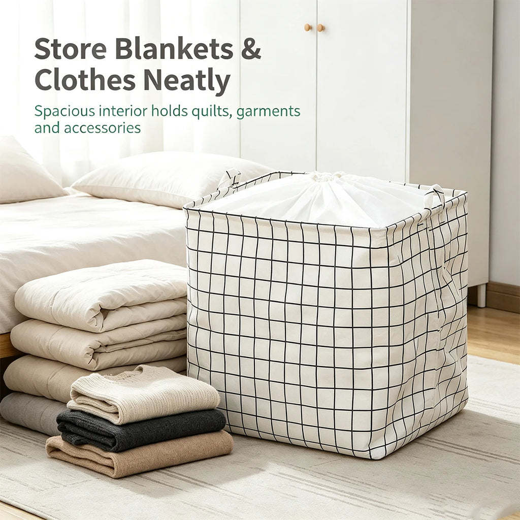 Large Foldable Fabric Storage Box with Drawstring & Handle Fabric Storage Basket Richie's Default Title