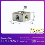 10pcs M3 Aluminum Alloy Square Cube Nut Connector Block DIY Hardware Fastener Nuts Richie's A1