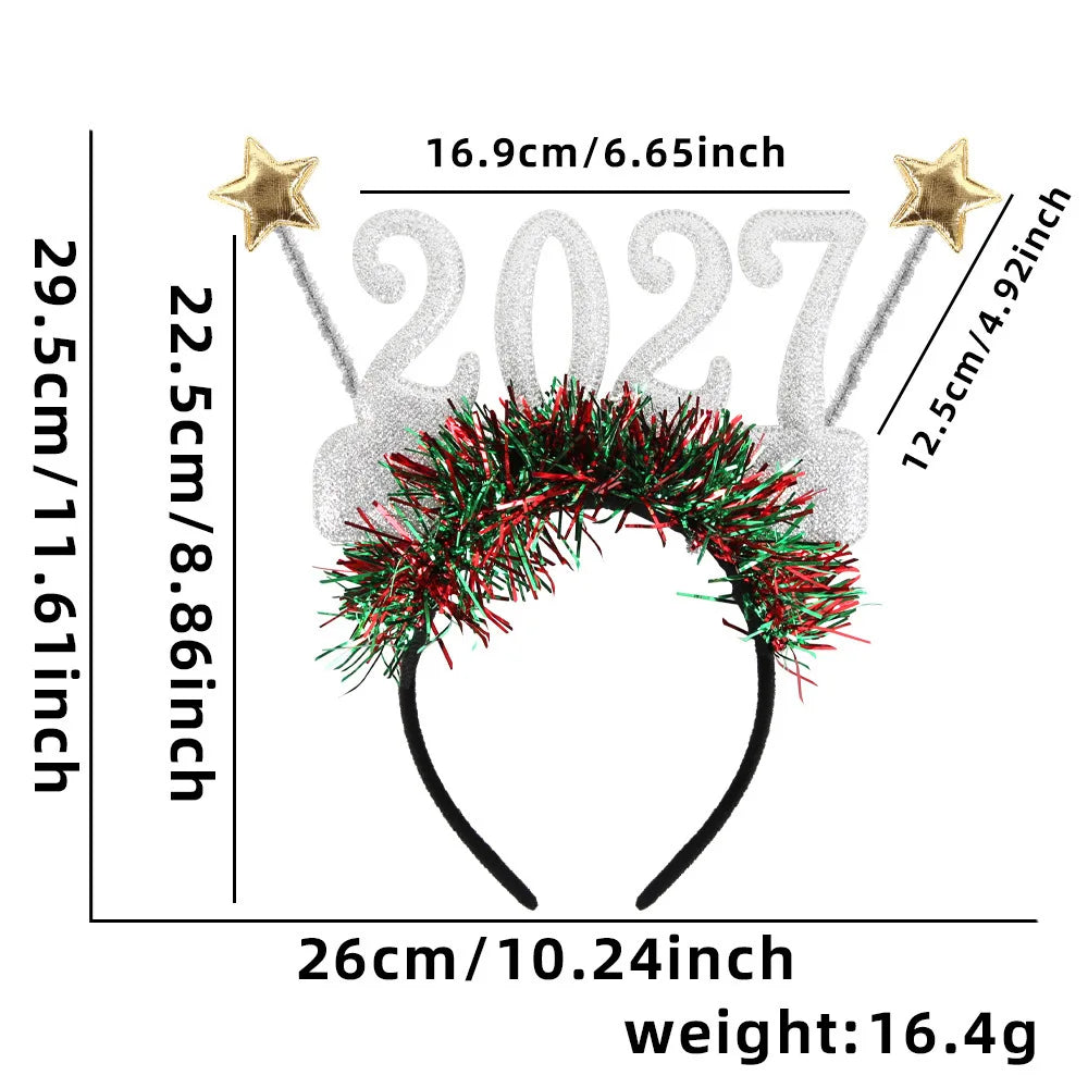 2027 New Year Glitter Headband – Festive Party Hair Hoop Festive Party Headband Richie's 1pc