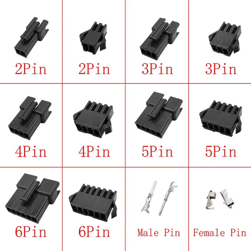 JST SM 2.54mm Connector 2–8 Pin Male Female Crimp Housing Wire Connector Housing Richie's