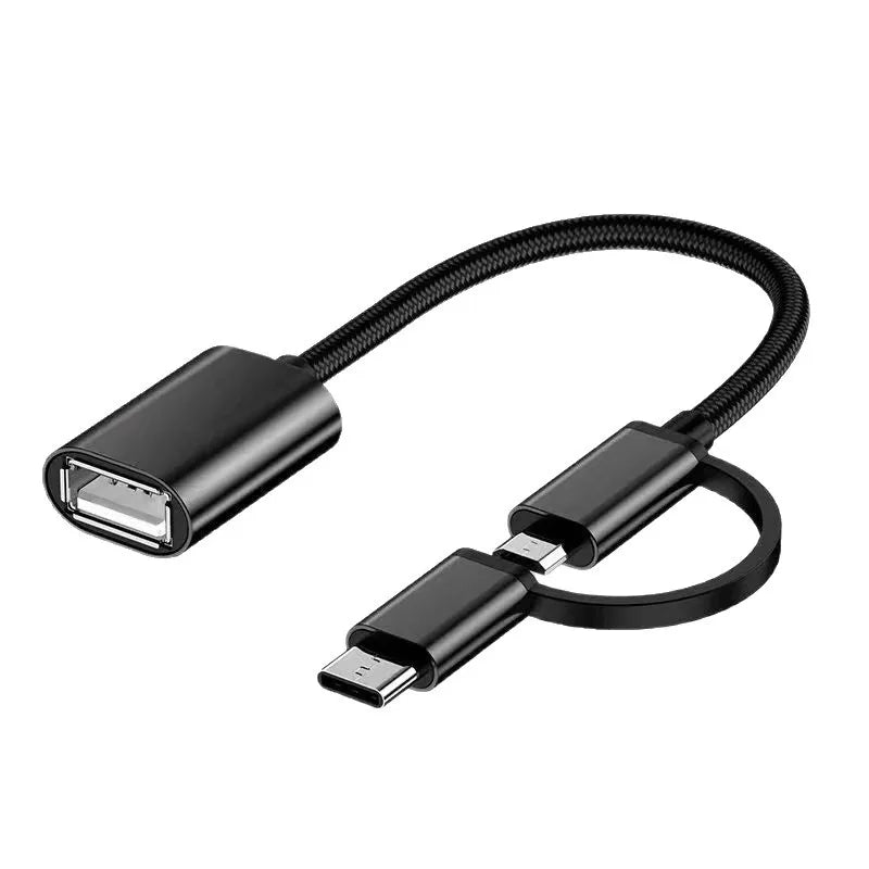 2-in-1 USB 3.0 OTG Cable Type-C & Micro USB to USB-A | 5Gbps OTG Adapter Cable Richie's Black 1