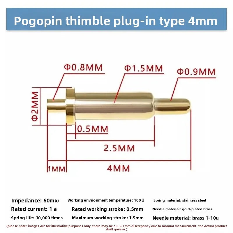 DIP SMD Double Spring PCB Pogo Pin Connectors 20/50/100 Pcs