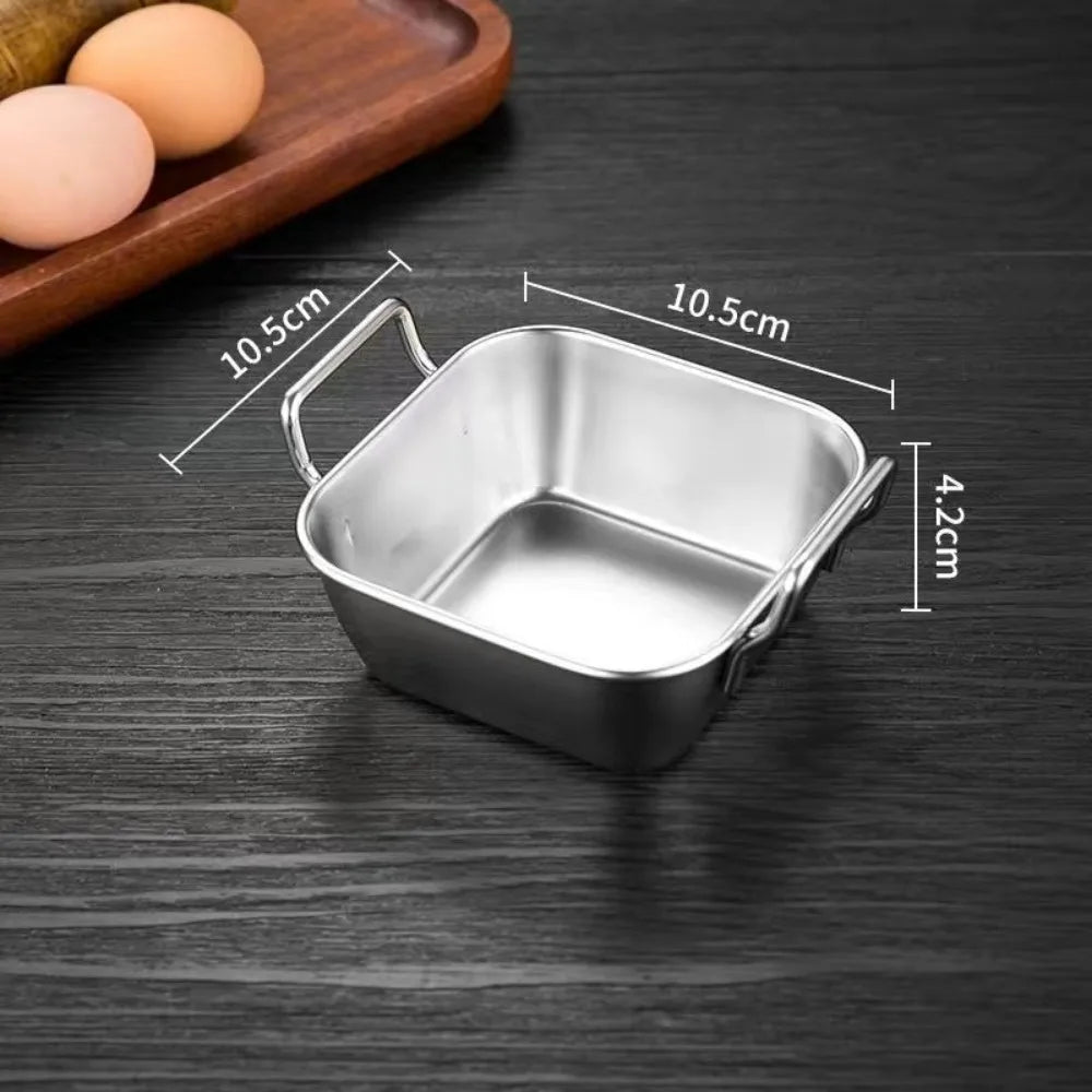 Stainless Steel Snack Basket – Fried Food Tray Silver & Gold Food Serving Basket Richie's Silver-Square-Handle