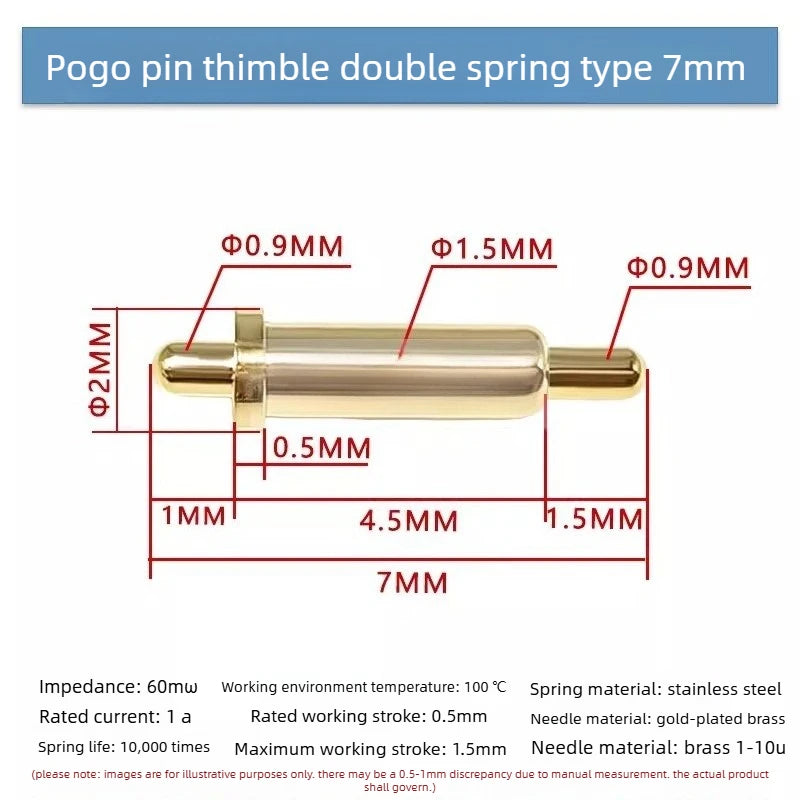 DIP SMD Double Spring PCB Pogo Pin Connectors 20/50/100 Pcs