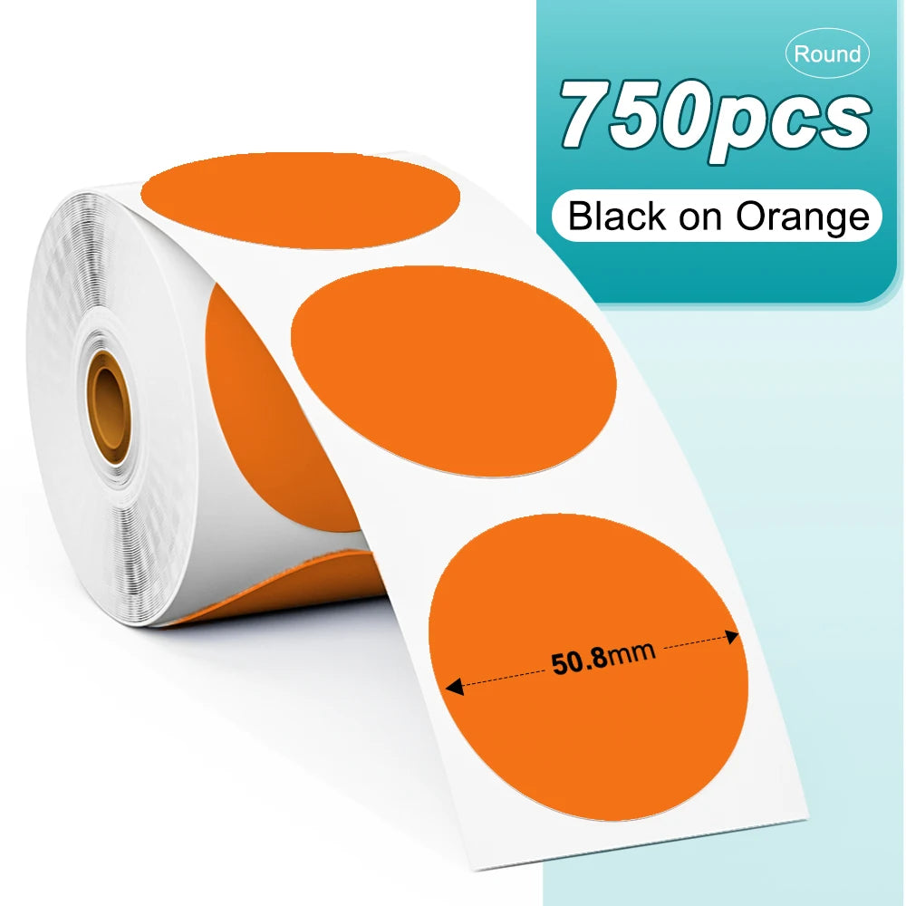 Phomemo 1000pcs Round Thermal Shipping Labels Rainbow Stickers