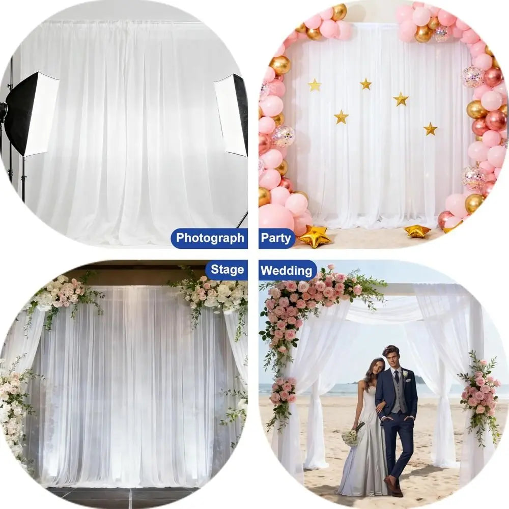 White Sheer Chiffon Backdrop – Wrinkle-Free Rod Pocket Drape Chiffon Backdrop Drape Richie's