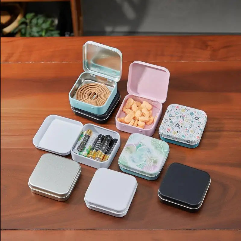 2-Pack Square Flip Top Tin Box – Portable Small Item Organizer Tin Storage Box Richie's