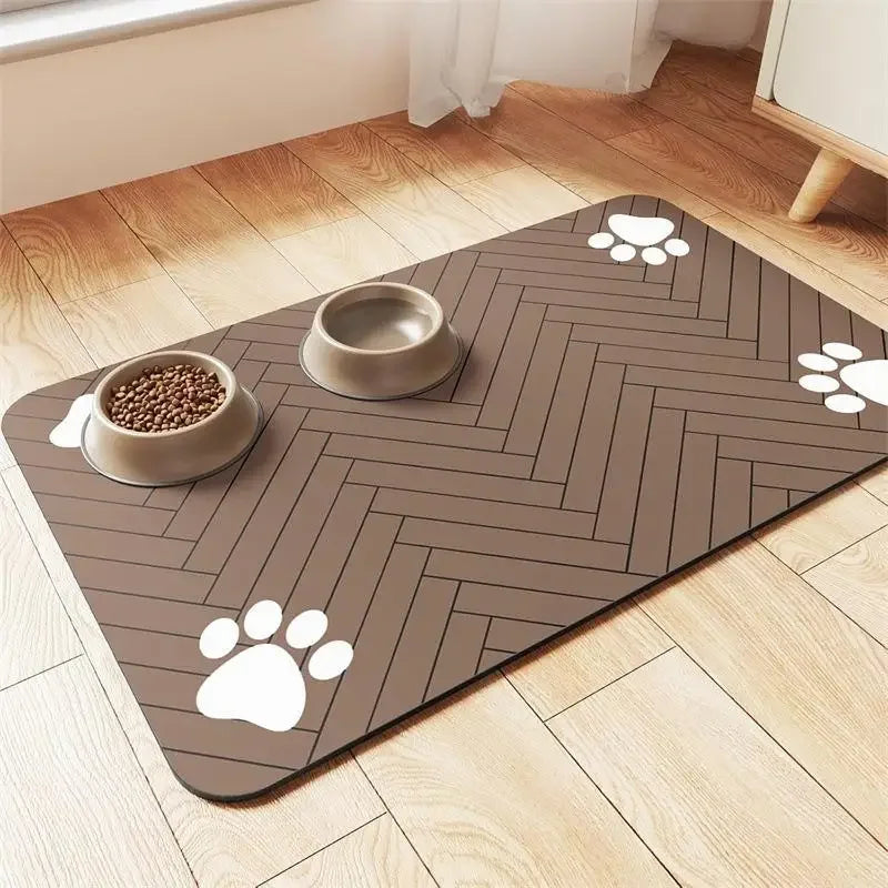 Absorbent Pet Feeding Mat – Quick Dry Placemat Dogs & Cats Pet Feeding Mat Richie's Brown