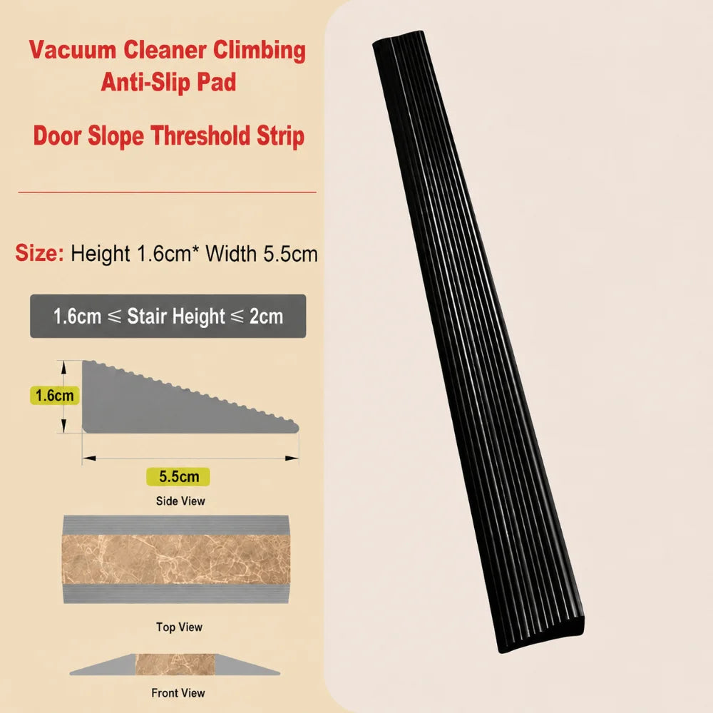 1M Silicone Threshold Ramp Strip for Robot Vacuums & Bikes Threshold Ramp Strip Richie's Black H-1.6cmW-5.5cm