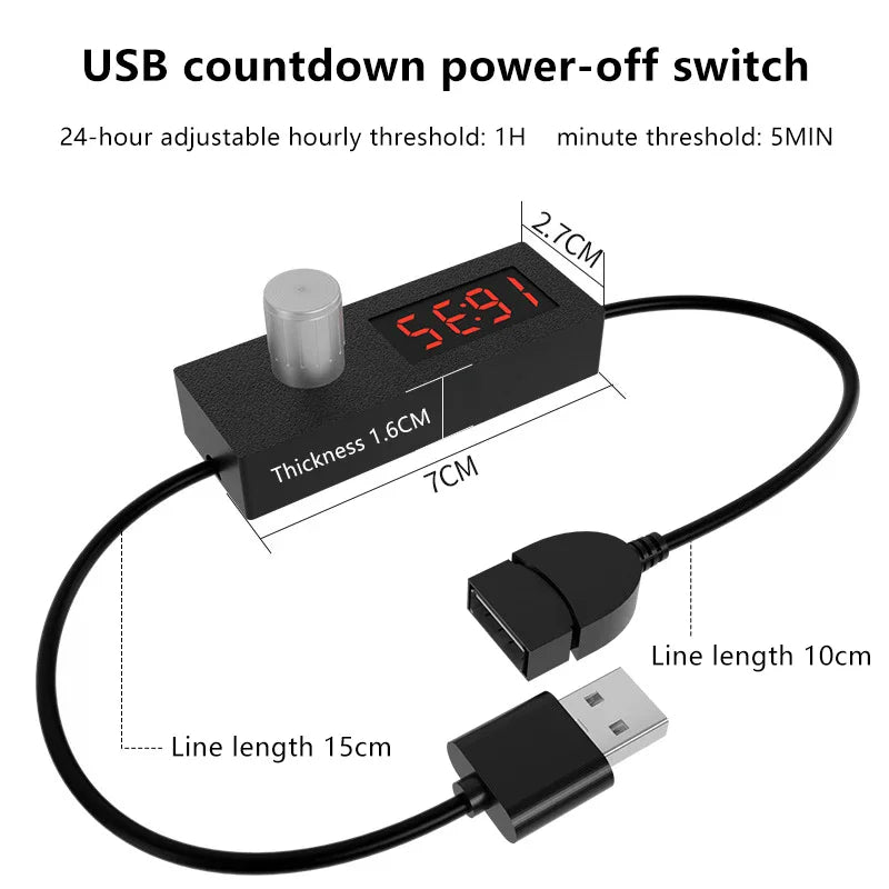 24H Digital Countdown Timer USB Switch – Adjustable Auto Off USB Timer Switch Richie's