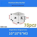 10pcs M3 Aluminum Alloy Square Cube Nut Connector Block DIY Hardware Fastener Nuts Richie's A4