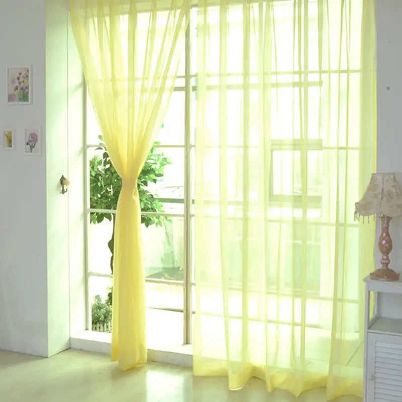 Sheer Gauze Curtain Panel – Modern Light Luxury 100% Polyester Sheer Curtain Panel Richie's Yellow 100 x 200 cm