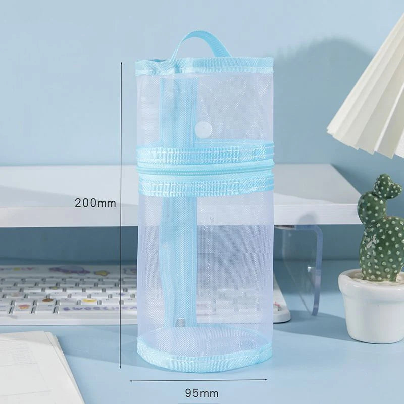 Mesh Makeup Brush Bag – Portable Travel Stand-Up Organizer Makeup Brush Bag Richie's Blue