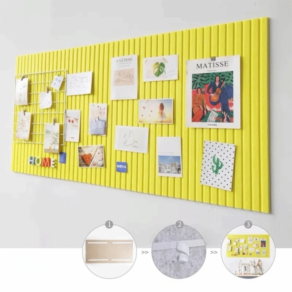 Self-Adhesive Felt Bulletin Board 40x60cm – No-Drill Wall Decor Felt Bulletin Board Richie's Yellow