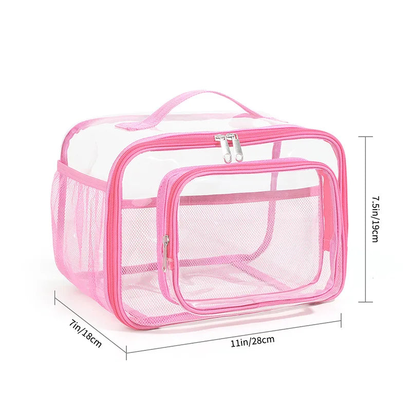 PVC Transparent Tote Bag – Waterproof Lunch & Travel Handbag Transparent Tote Bag Richie's rose red