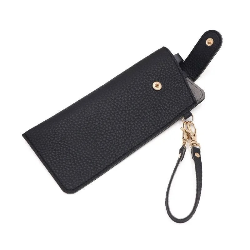 PU Leather Glasses Storage Pouch – Compact Bag Attachment Eyewear Storage Pouch Richie's black 1 Pc