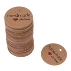 100pcs Round Kraft Paper Gift Tags with String | Brown Hang Labels Kraft Paper Tags Richie's Heart Handmade