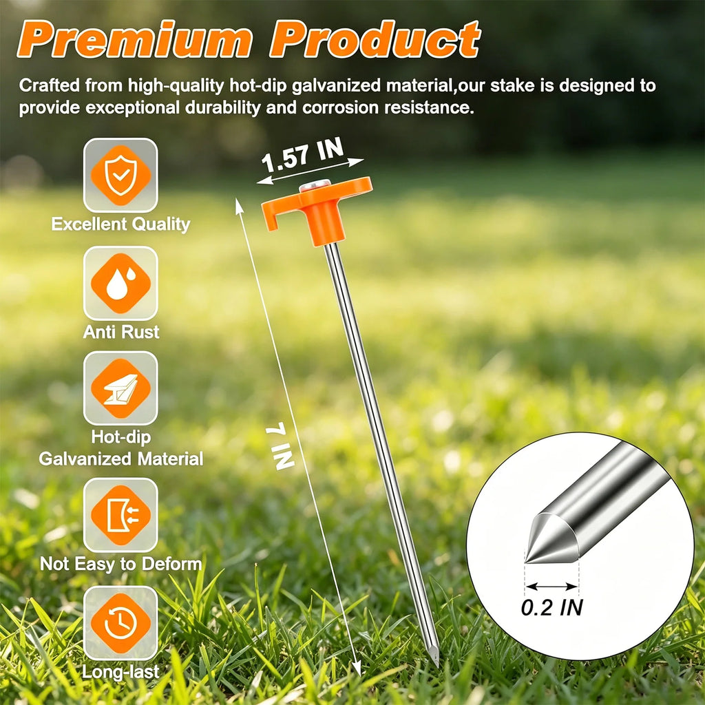 7" T-Shaped Tent Stakes – Heavy Duty Ground Pegs for Camping Tent Stakes Richie's