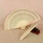 Wooden Folding Hand Fan – Carved Traditional Design, Wedding Favor Folding Hand Fan Richie's