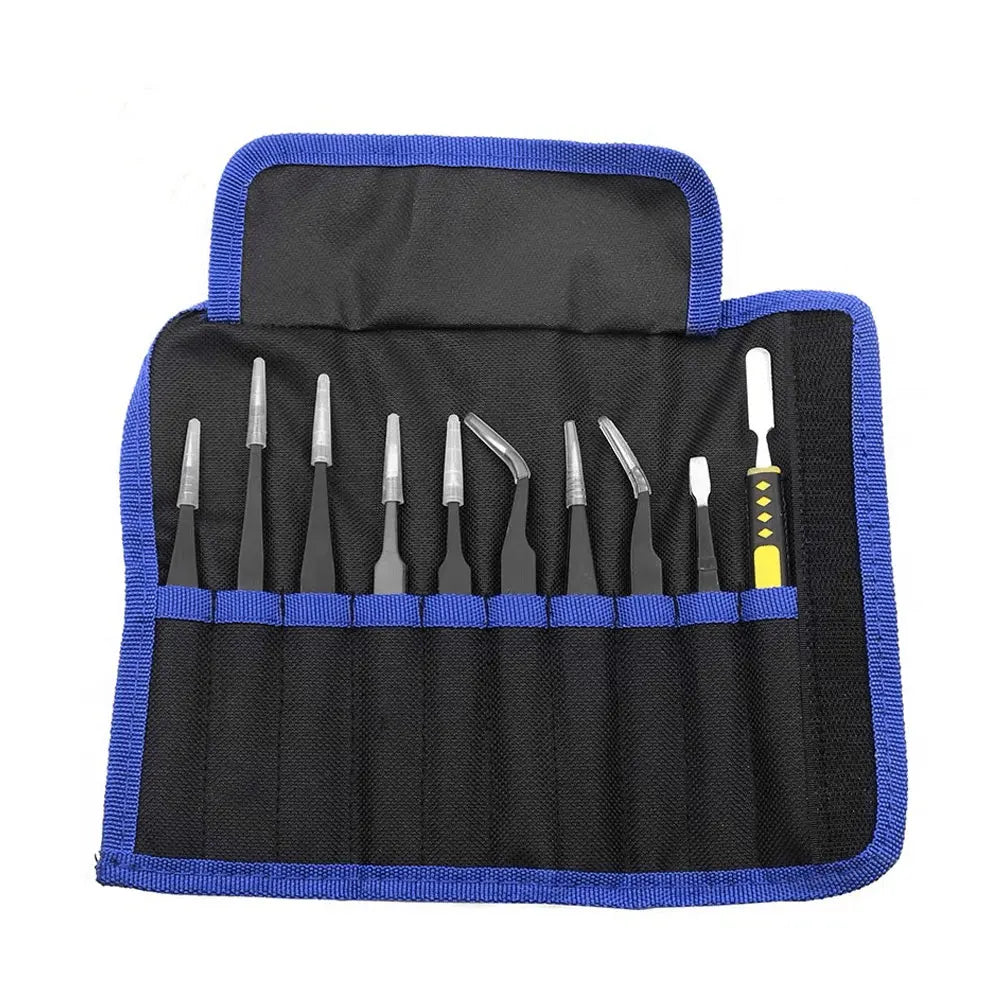 ESD Stainless Steel Precision Tweezers Anti-Static Set 6/10Pcs Precision Tweezers Set Richie's Set 2