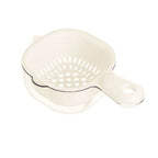 Double-Layer Drain Basket Vegetable Wash Bowl with Handle Kitchen Drain Basket Richie's White