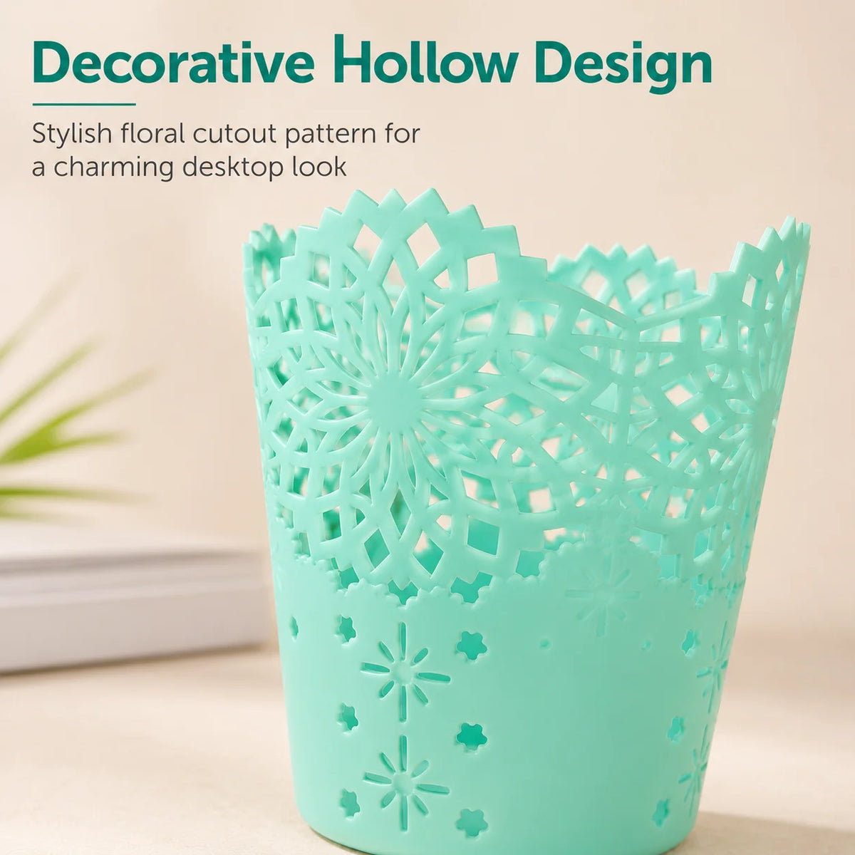 Mint Green Lace Hollow Pen & Makeup Brush Holder Desk Pen Holder Richie's