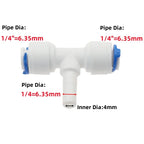 5Pcs RO Water Tee Quick Connector 1/4" 3/8" OD Pipe Fitting Pipe Tee Connector Richie's PE 1I4-1I4-1I4 Plug