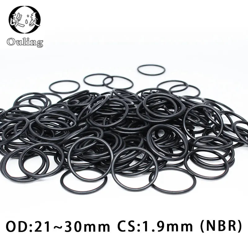 50Pcs NBR O-Ring Seals CS1.9mm OD21–30mm Nitrile Rubber Gaskets Rubber O-Ring Seals Richie's