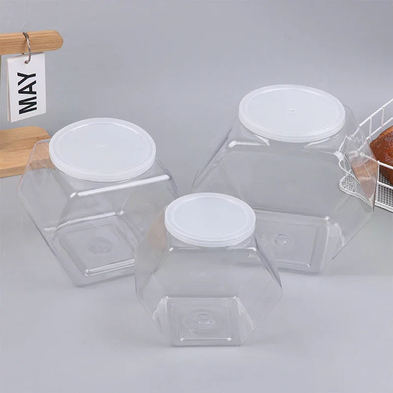 Hexagonal Candy Cookie Jar Airtight PET Storage Container Food Storage Jar Richie's