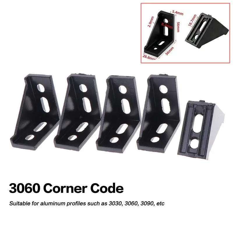 5Pcs Black Aluminum Angle Connectors – 2020 to 4545 T-Slot Brackets Aluminum Angle Connectors Richie's 3060 5pcs