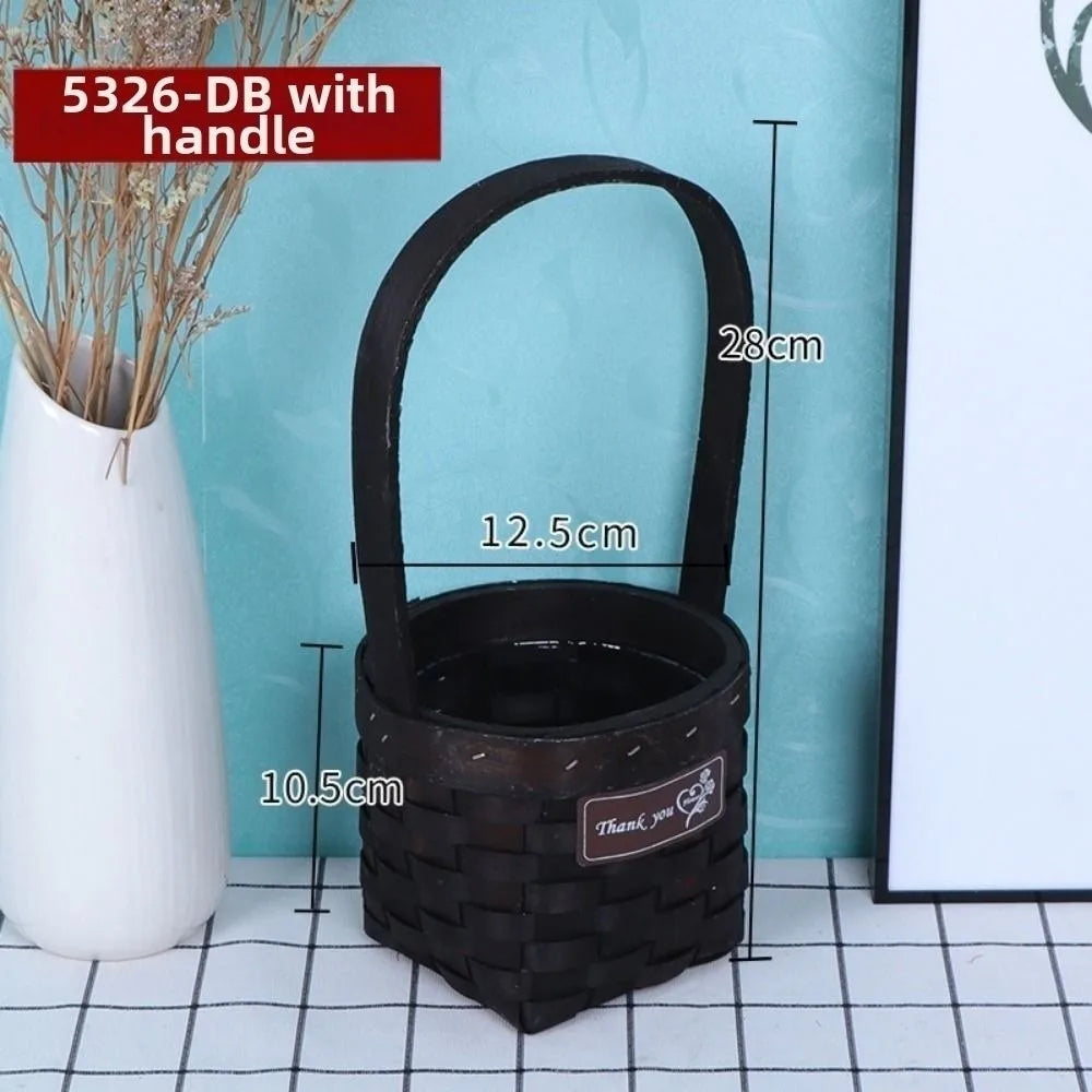 Imitation Rattan Storage Basket with Handle – 8 Colors Woven Storage Basket Richie's Dark Coffee