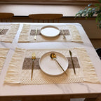 4-Pack Boho Burlap Placemats with Tassels | Heat Resistant Linen Table Placemats Richie's
