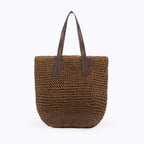 Handmade Rattan Straw Beach Bag Women's Bohemian Tote Woven Straw Tote Richie's Dark Brown