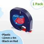 Dymo LetraTag 12mm Compatible Label Tape White – 91201/91200 Label Maker Tape Richie's Black on Red
