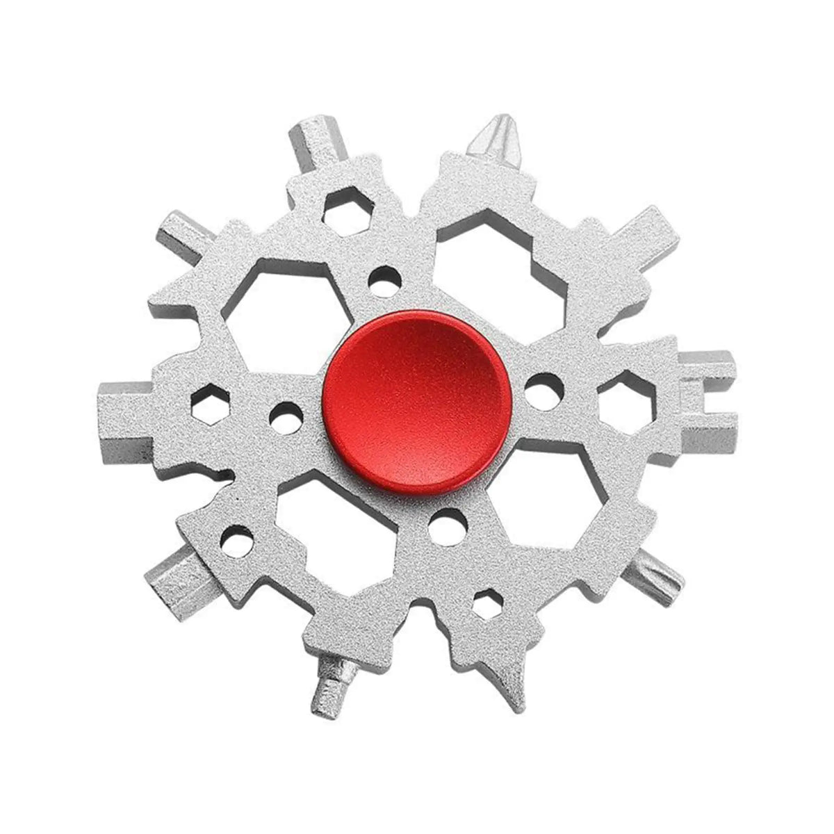23-in-1 Snowflake Multitool with Fidget Spinner | EDC Pocket Tool EDC Multitool Richie's Silver Red