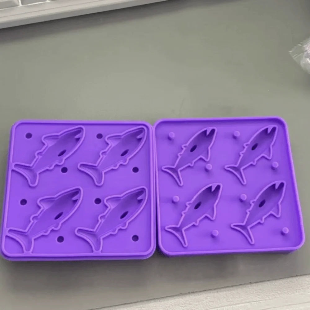 Shark Ice Cube Mold – 4-Cavity Food-Grade Silicone Ice Maker Ice Cube Mold Richie's Purple