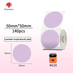 Phomemo M110 M200 M221 Round Transparent Thermal Labels 1.57" Thermal Label Roll Richie's 50x50-140 purple