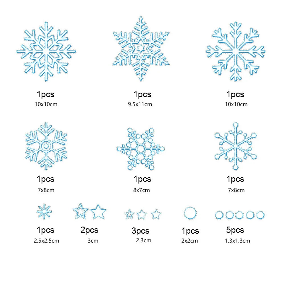 Christmas Snowflake Electrostatic Wall Stickers – Green & Silver Christmas Wall Stickers Richie's Silver-1