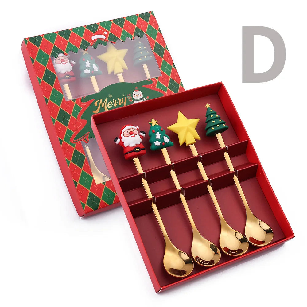 4pcs Christmas Doll Coffee Spoon Set | Stainless Steel Mixing Holiday Spoon Set Richie's D 4pcs