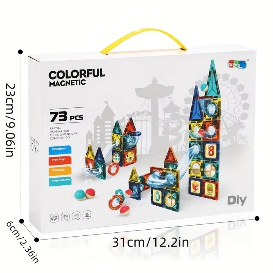 73-Piece Magnetic Pipe & Sheet Building Blocks Set for Kids Magnetic Building Blocks Richie's