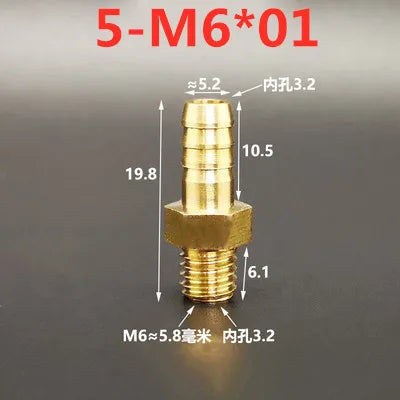 Brass Barb Hose Fittings Male Metric M5 M6 M8 Thread Connector Brass Pipe Fitting Richie's 5mm to M6x1